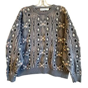 VTG Jantzen Classics Knit Grandpa Sweater Men’s L Crew Neck 90s Geometric Retro